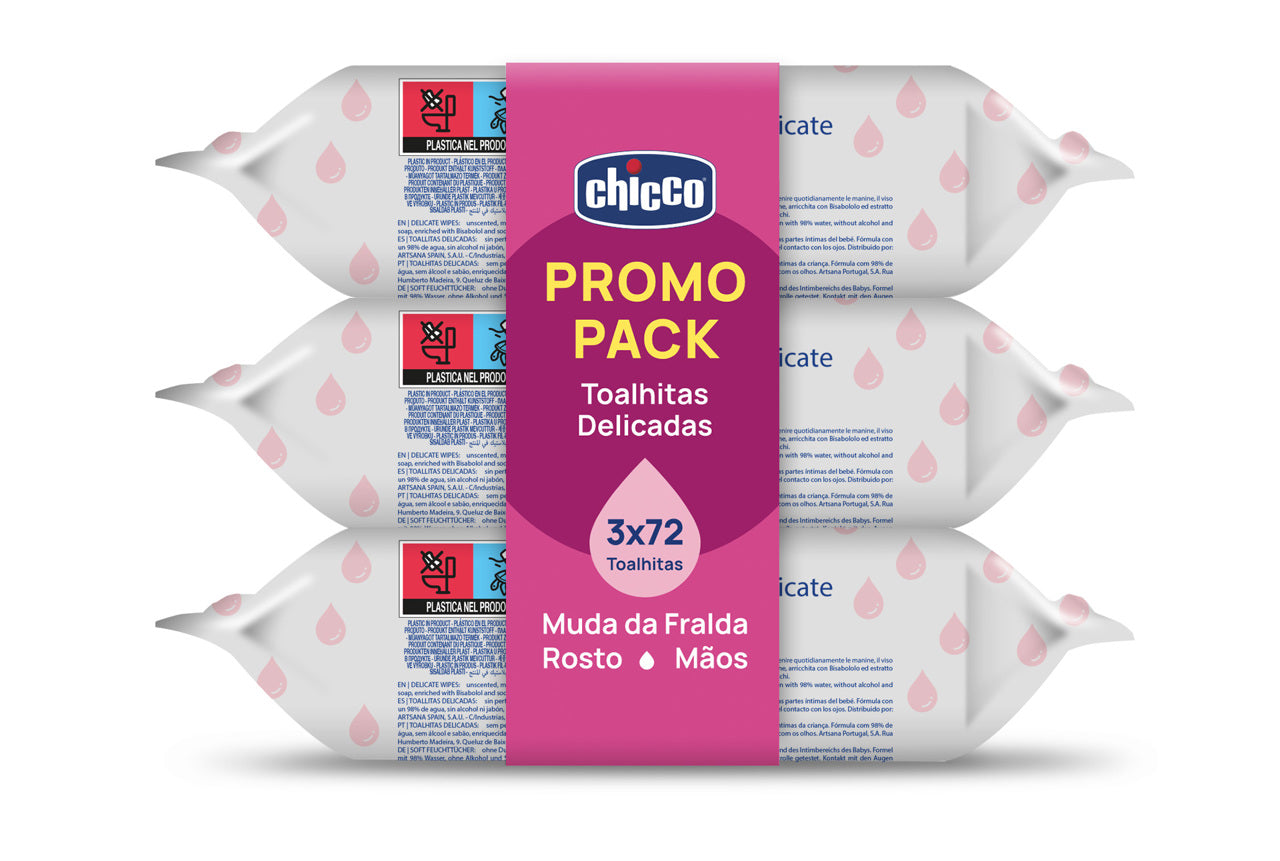 Chicco Pack 3 x 72 Toalhitas Delicadas 0M+ - Farmácia Garcia