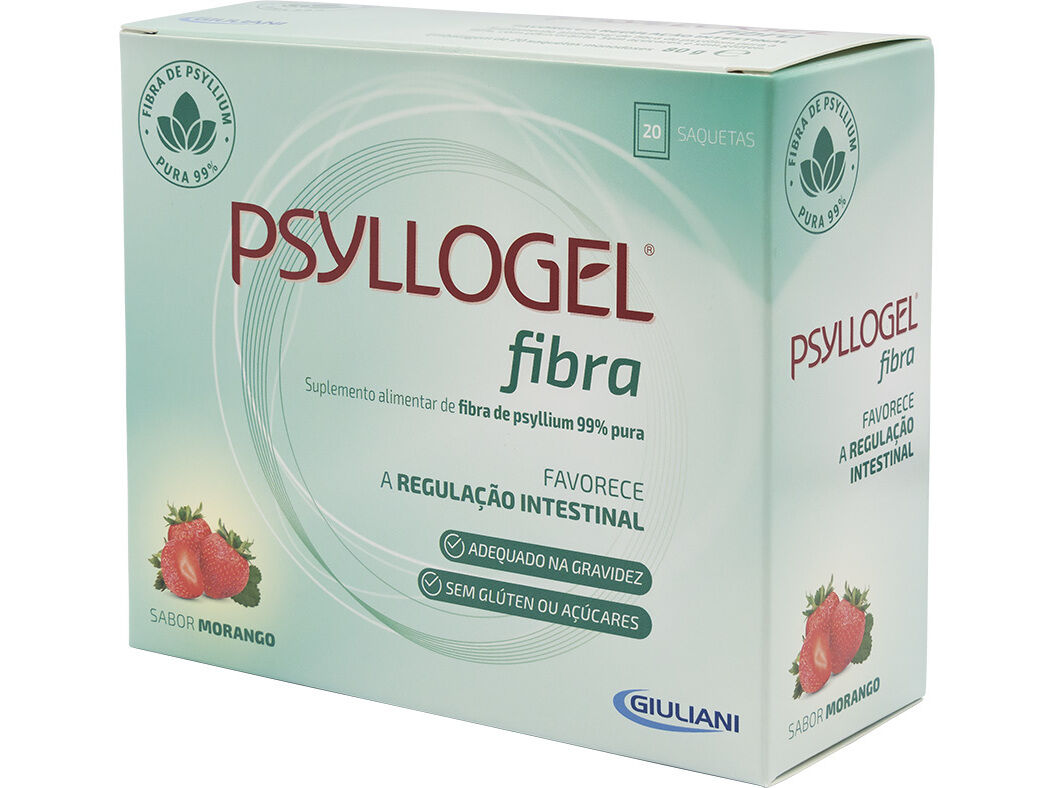 Psyllogel Fibra Morango 20 Saquetas - Farmácia Garcia