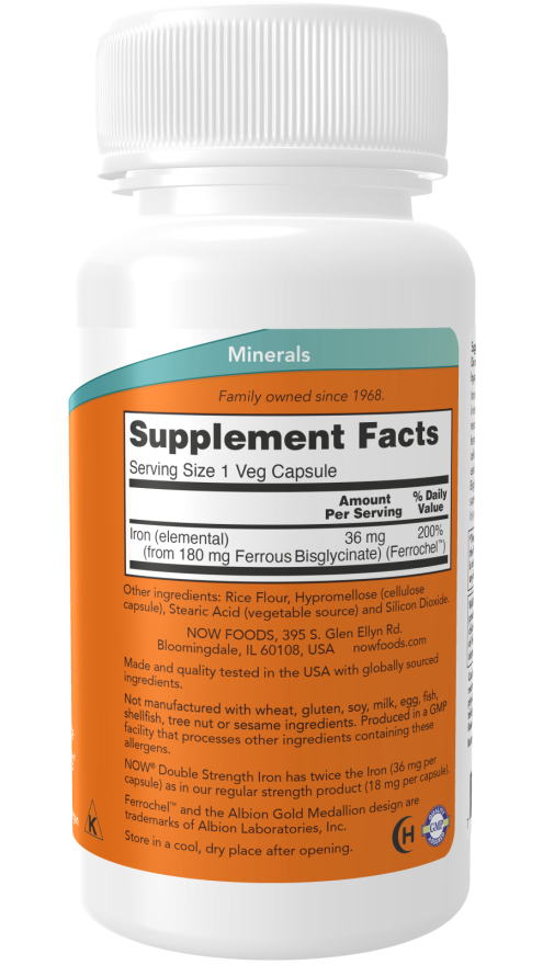NOW Iron 36mg Double Strength 90 Cápsulas - Farmácia Garcia