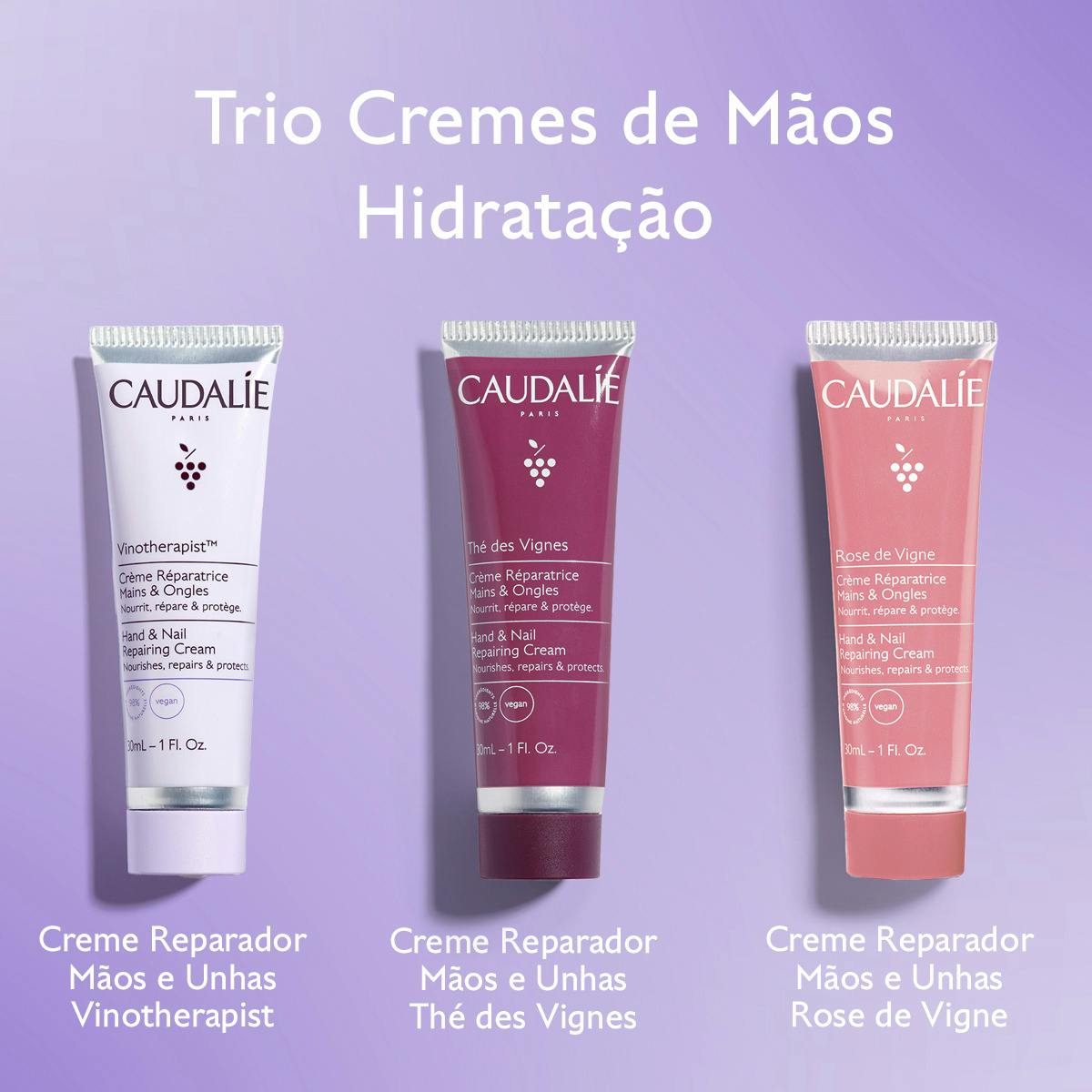 Caudalie Coffret Trio Cremes de Mãos Nutrição - Farmácia Garcia