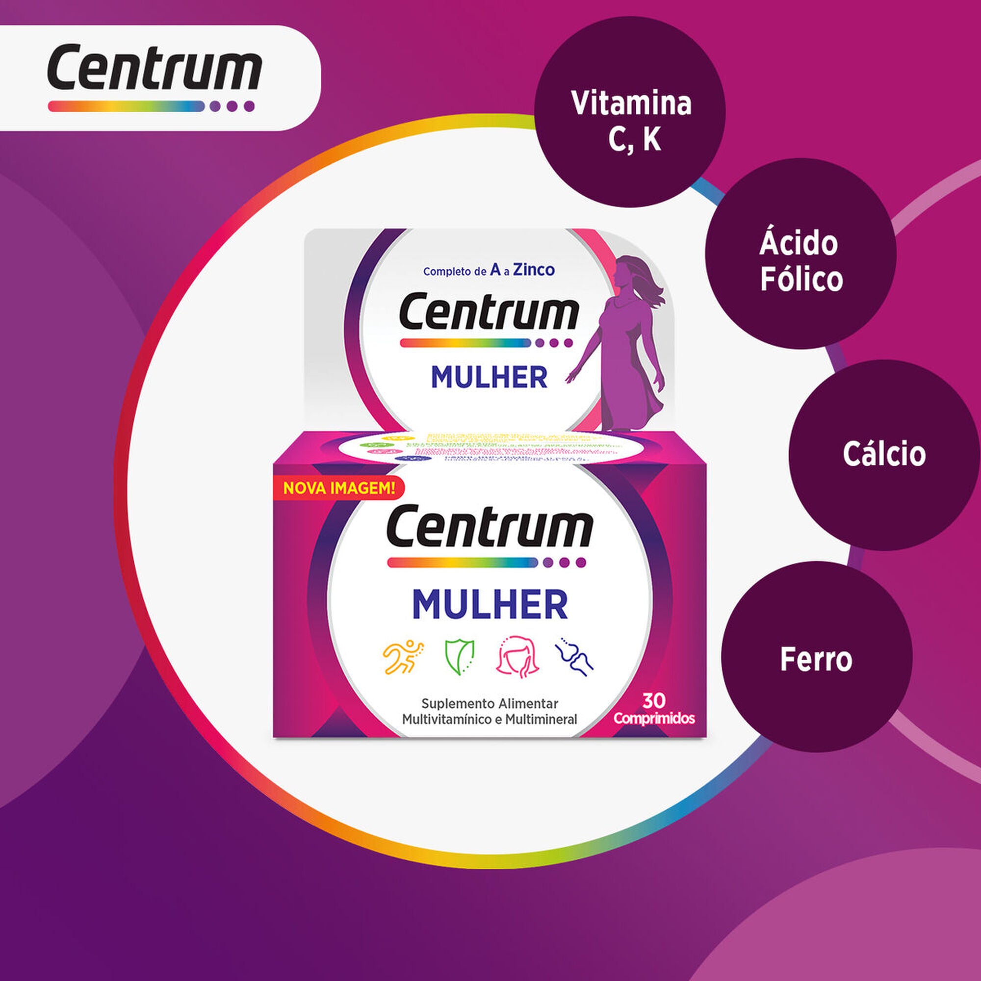 Centrum Mulher 30 Comprimidos - Farmácia Garcia