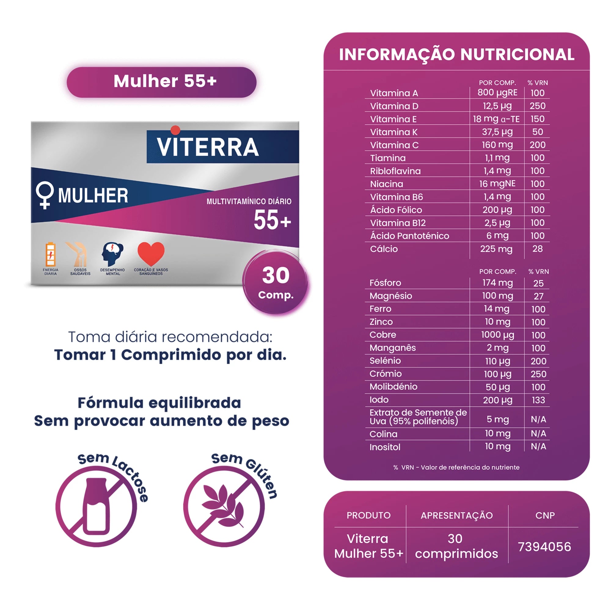 Viterra Mulher 55+ 30 Comprimidos - Farmácia Garcia