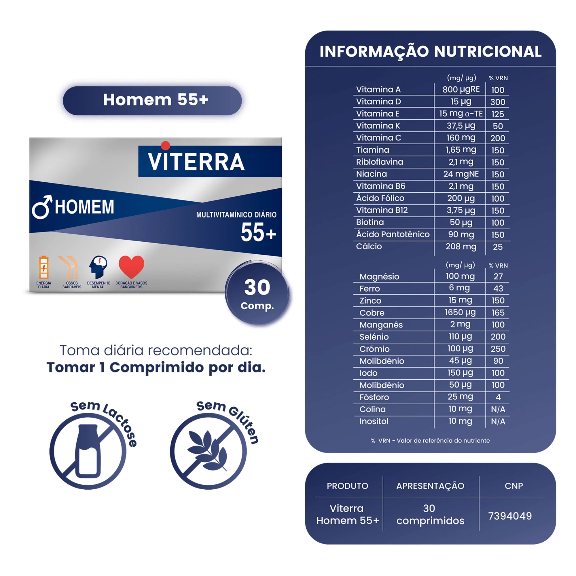 Viterra Homem Platinum 55+ 30 Comprimidos - Farmácia Garcia