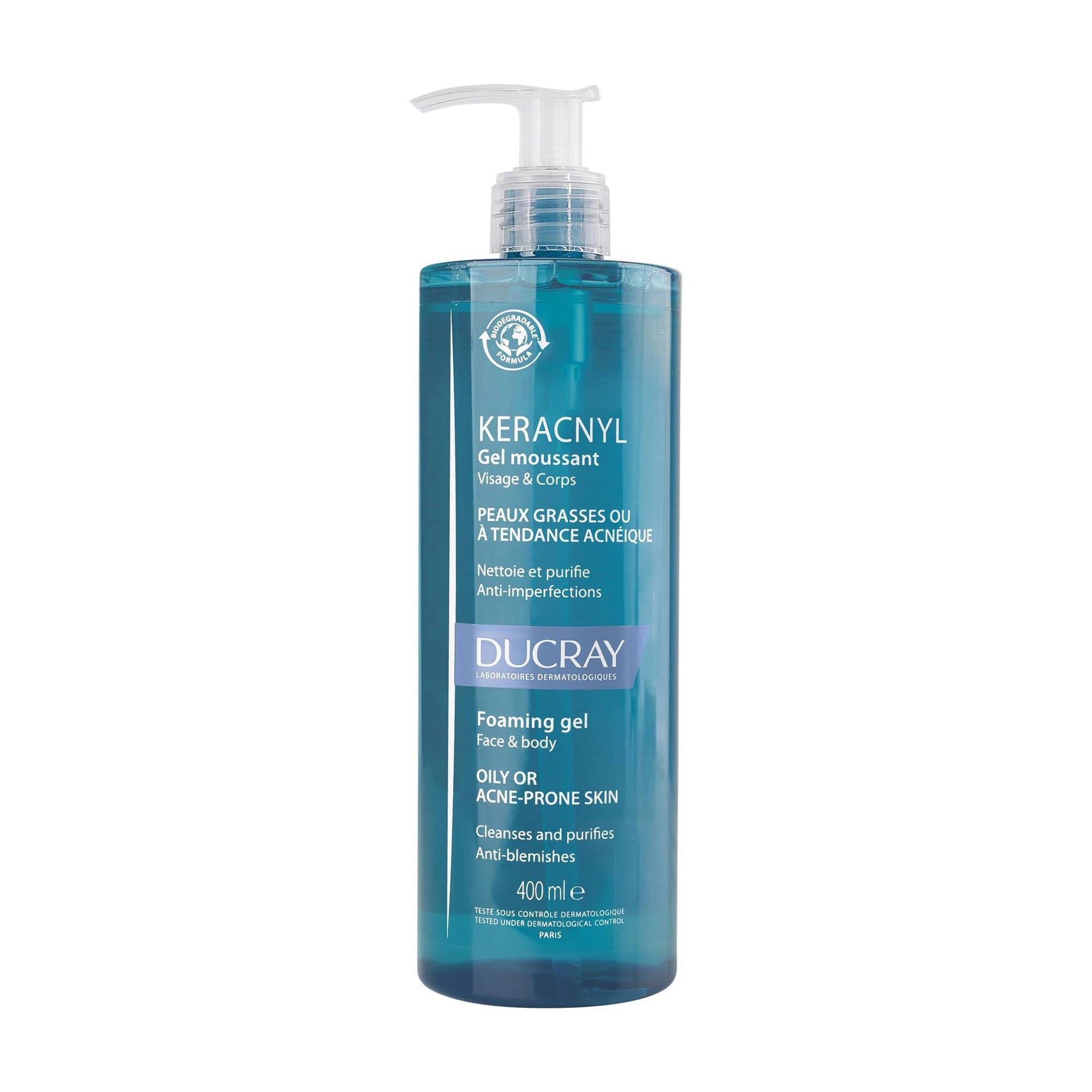 Ducray Keracnyl Gel Limpeza Anti-Imperfeições 400ml - Farmácia Garcia