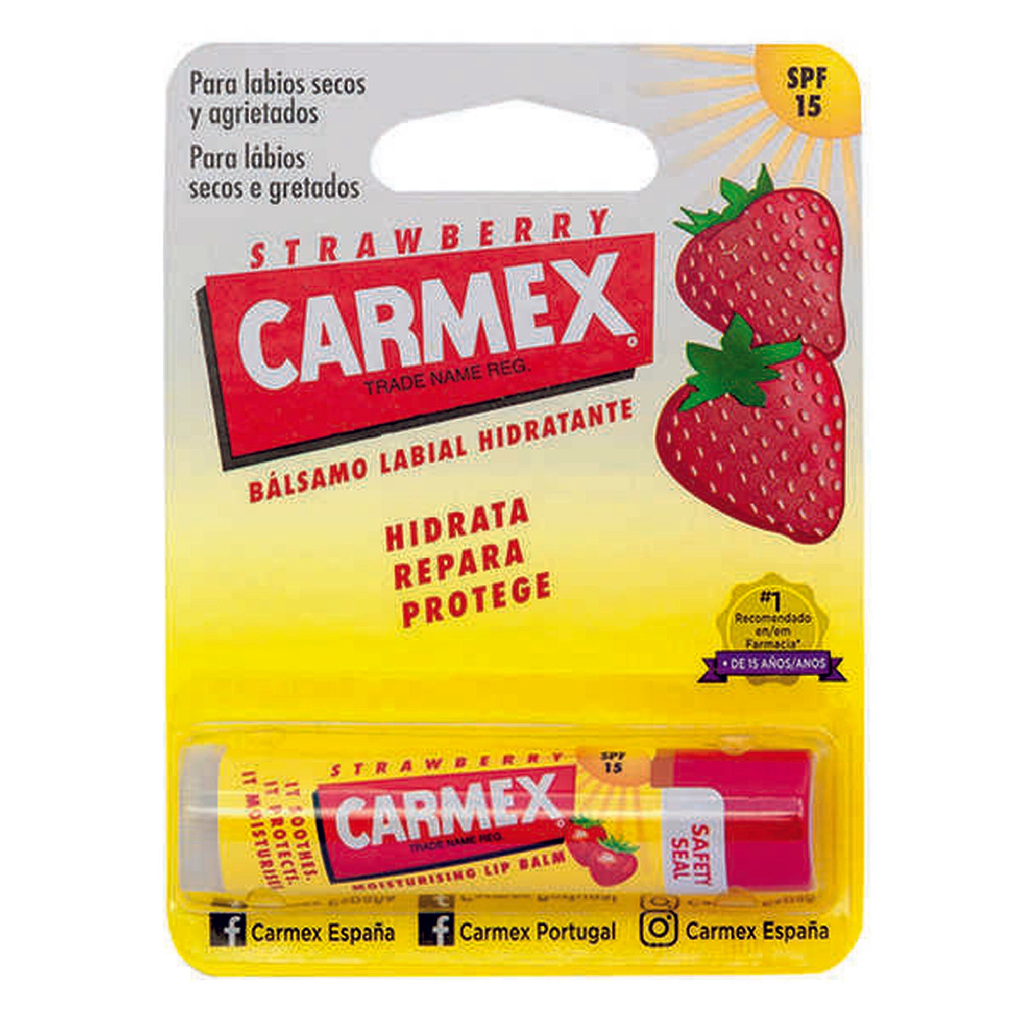 Carmex Stick Hidratante Labial SPF15 Morango 4,25g - Farmácia Garcia