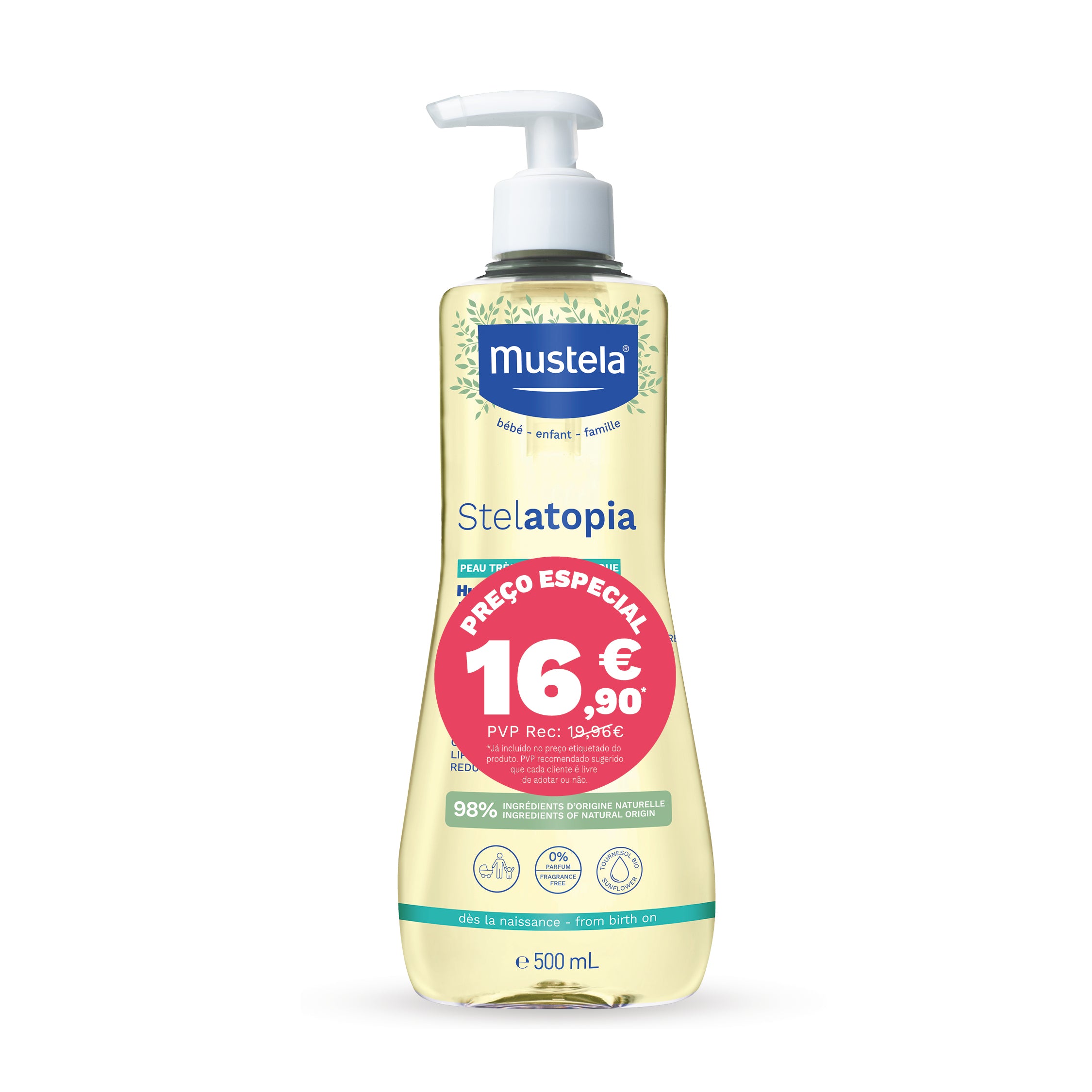 Mustela Bebé Stelatopia Óleo de Banho 500ml Preço Especial - Farmácia Garcia