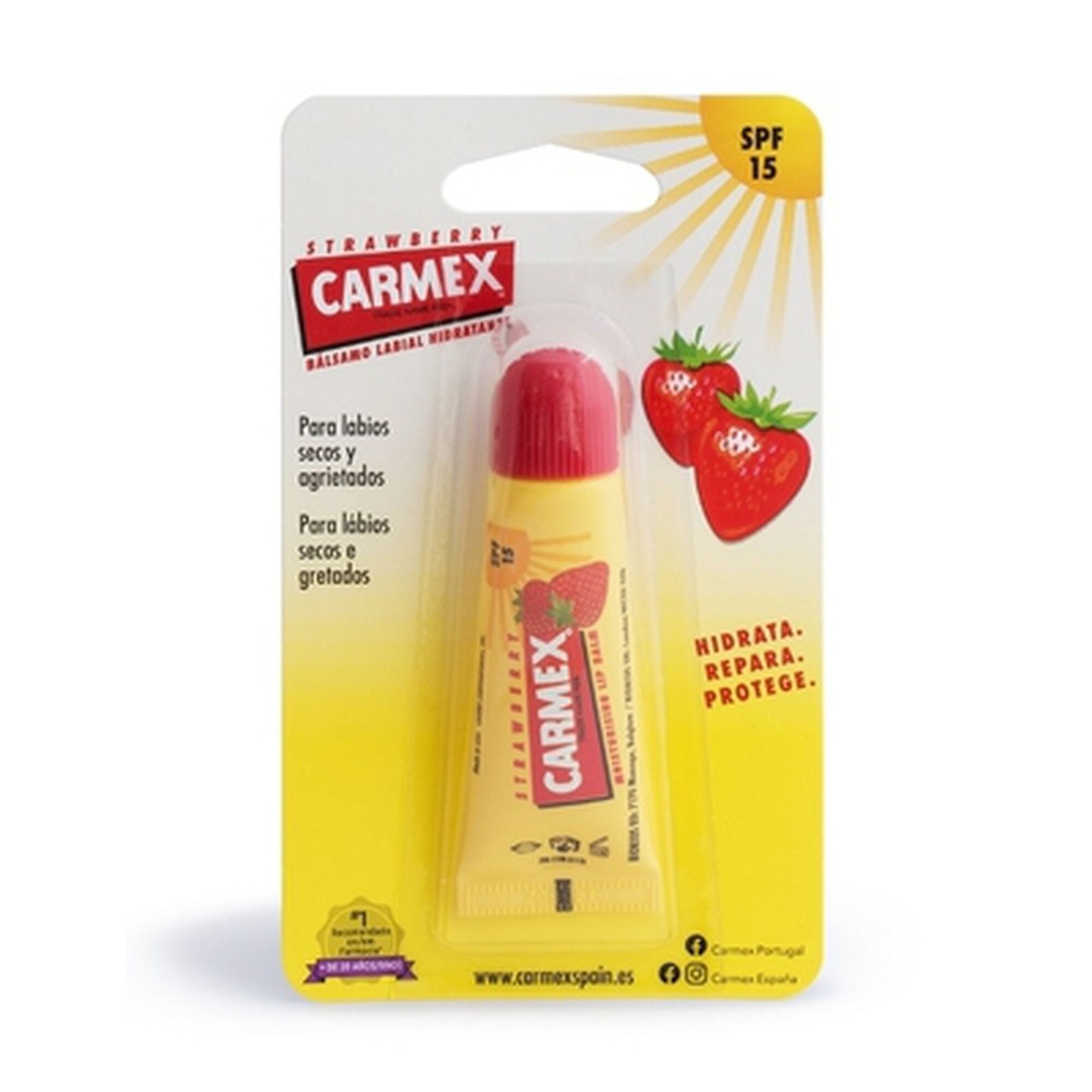 Carmex Tubo Hidratante Labial SPF15 Morango 10g - Farmácia Garcia