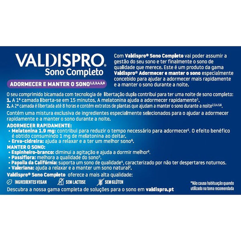Valdispro Sono Completo 30 Comprimidos - Farmácia Garcia