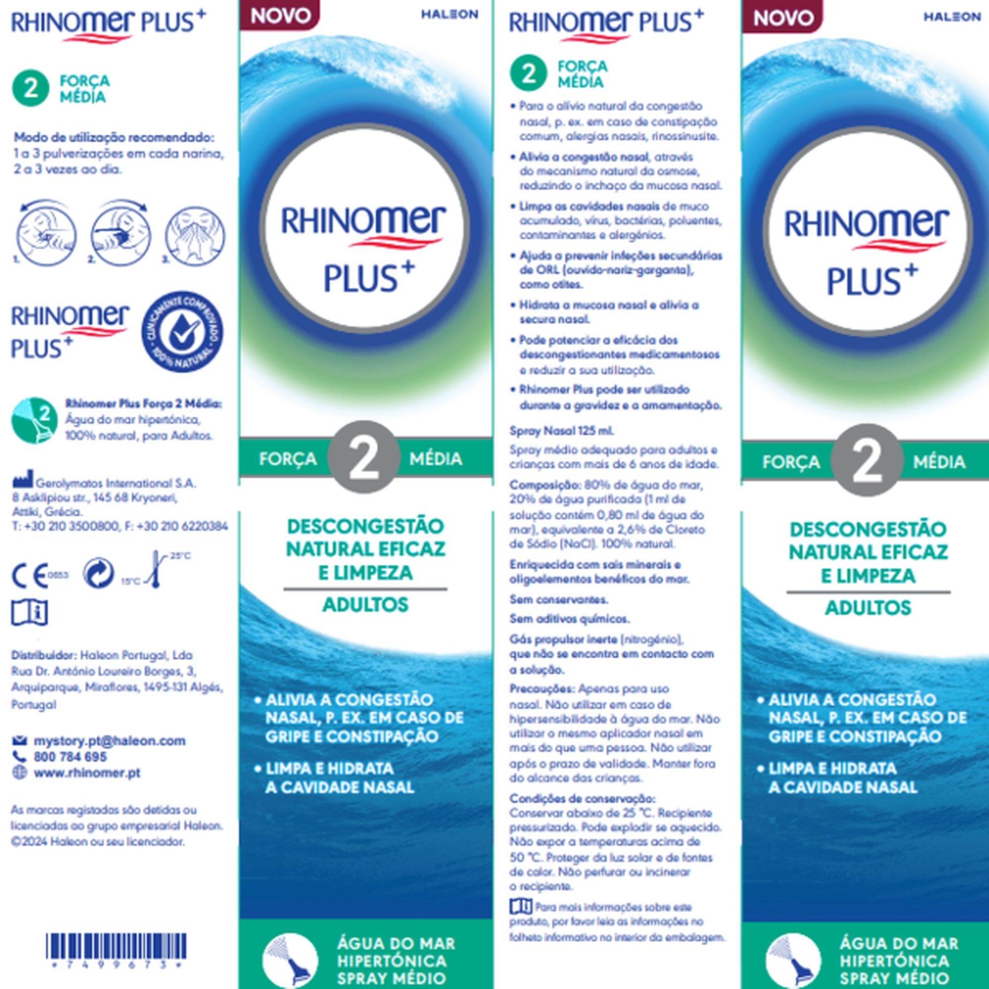 Rhinomer Plus Força 2 Média 125ml - Farmácia Garcia