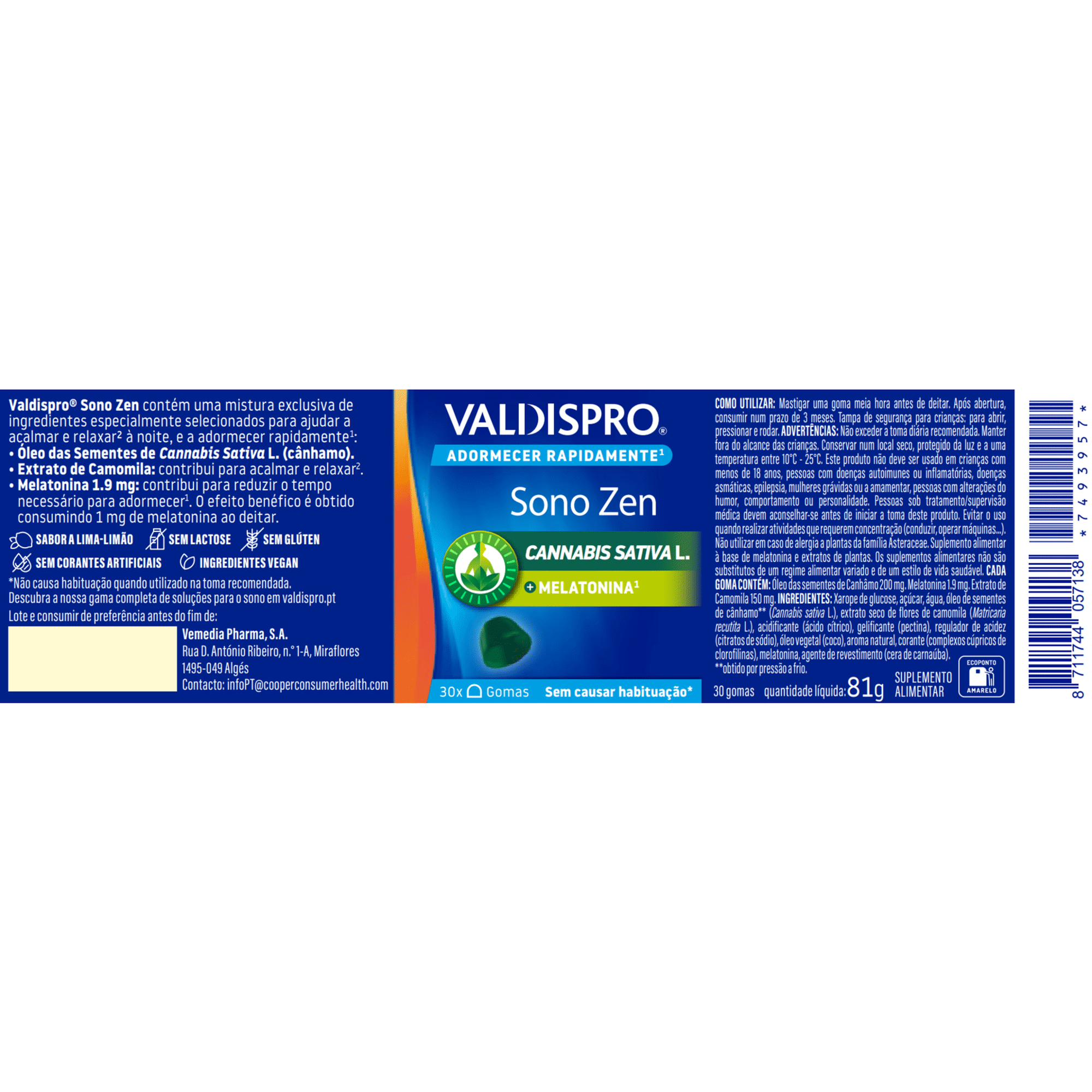 Valdispro Sono Zen Cannabis Sativa 30 Gomas