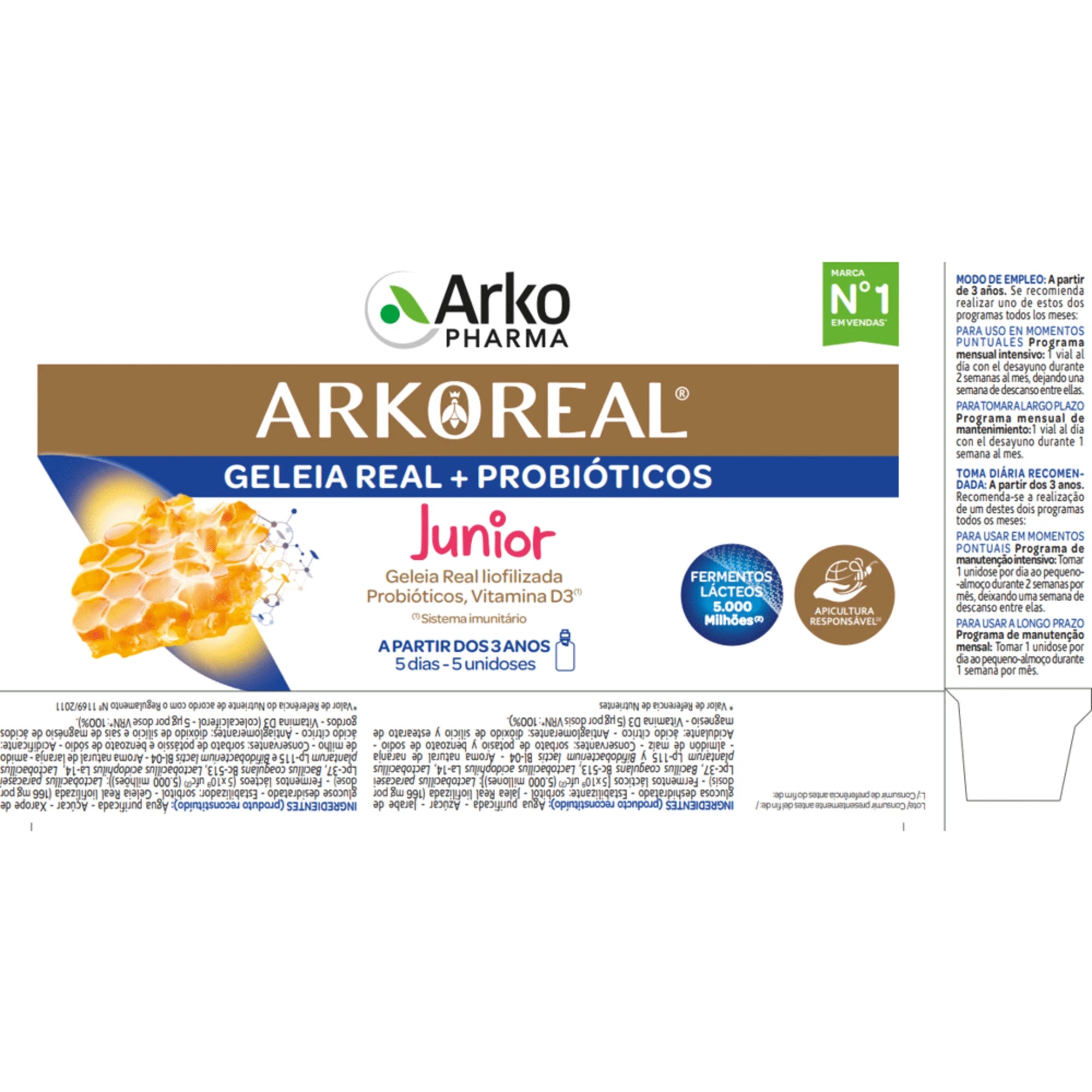 ARKOREAL Geleia Real Pró-bioticos 5 Âmpolas - Farmácia Garcia