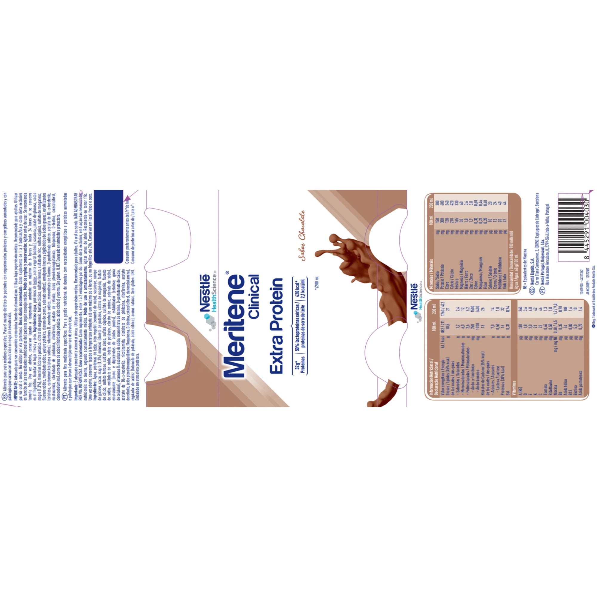 Meritene Clinical Extra Proteina Chocolate 200ml 4 Unidades