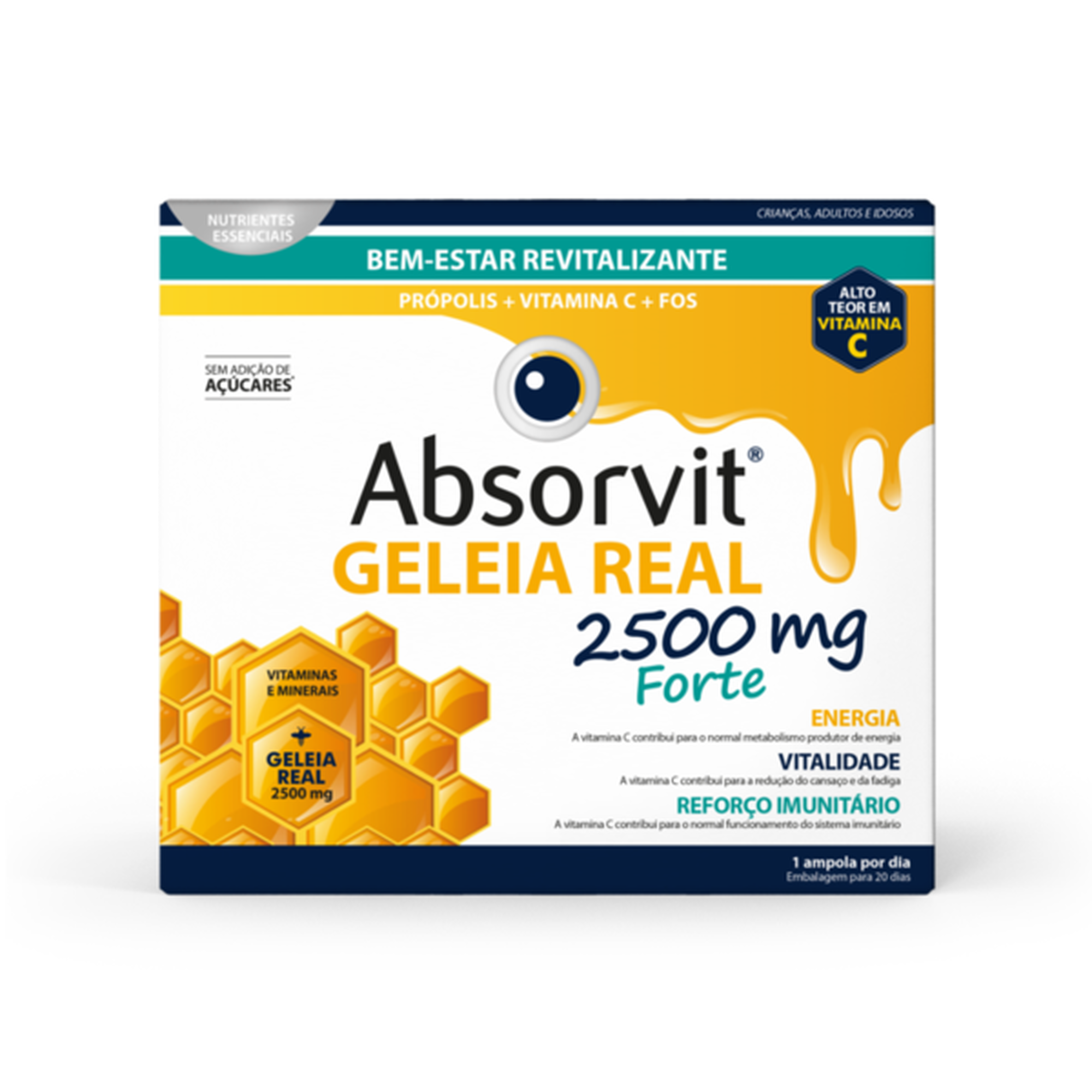 Absorvit Geleia Real 2500mg Forte 15ml 20 Âmpolas - Farmácia Garcia