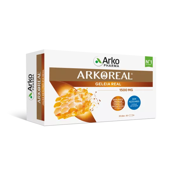 ARKOREAL Geleia Real 1500mg Sem Açúcar 20 Âmpolas - Farmácia Garcia