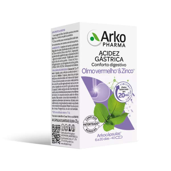 Arkocápsulas Acidez Gástrica / Olmo Vermelho & Zinco 40 Cápsulas - Farmácia Garcia