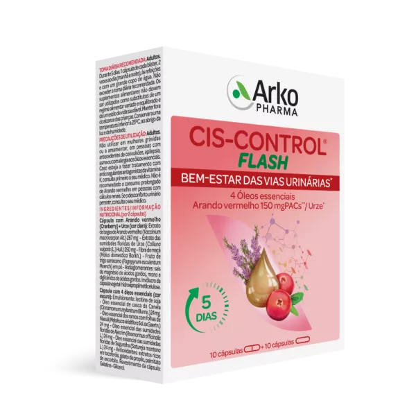 Cis-Control Cranberola Flash 20 Cápsulas - Farmácia Garcia