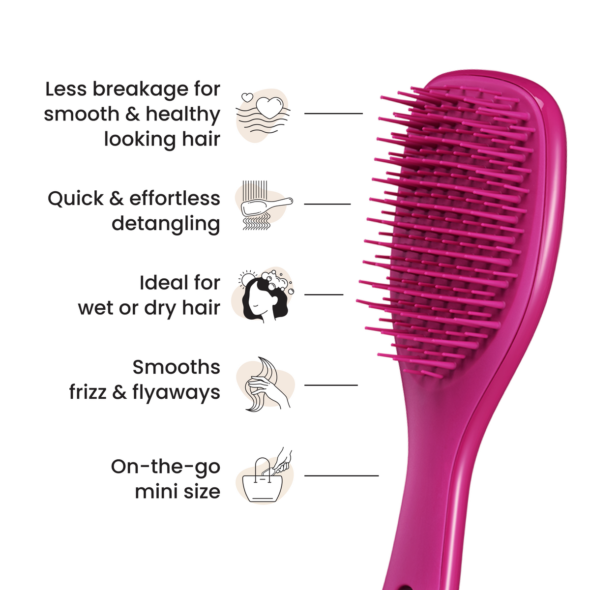 Tangle Teezer Escova Detangler Mini Eletric Raspberrry - Farmácia Garcia