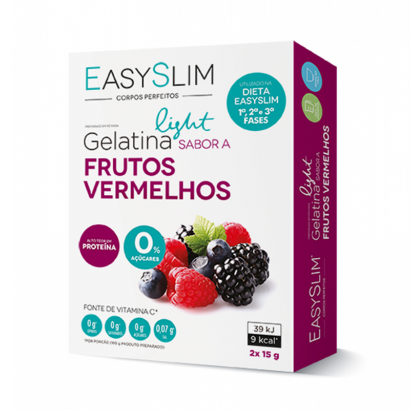 Easyslim Gelatina Light Frutos Vermelhos com Stevia Saqueta 15gx2 - Farmácia Garcia