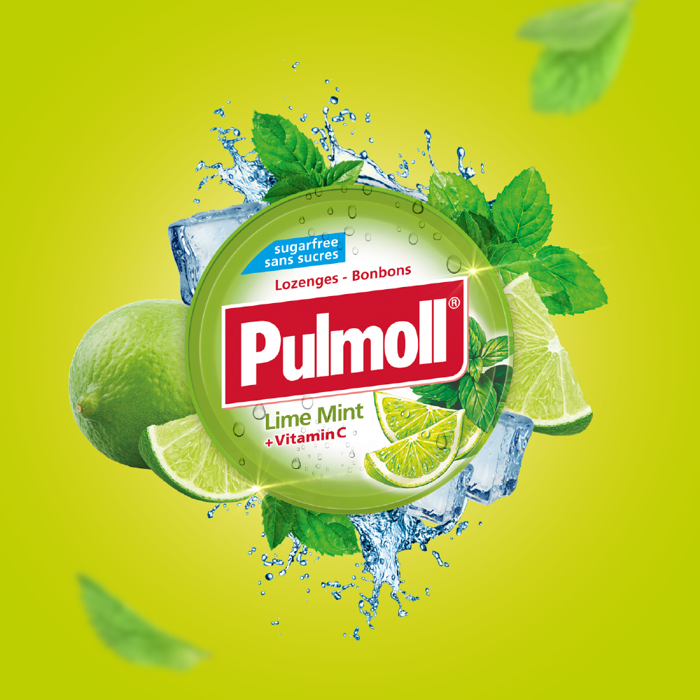 Pulmoll Pastilhas Lima Menta + Vitamina C Sem Açúcar 45g - Farmácia Garcia
