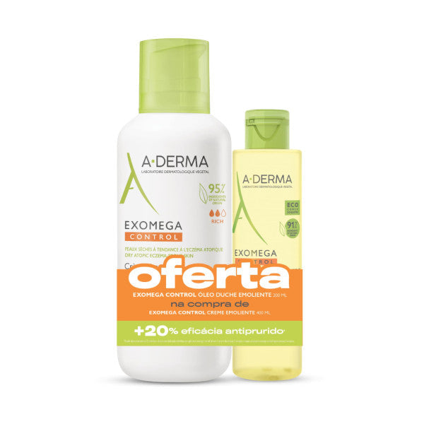 A-Derma Exomega Control Creme 400ml + Óleo Duche 200ml Oferta
