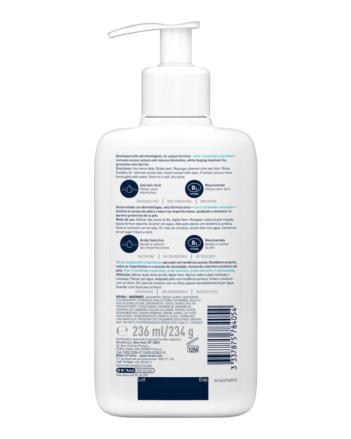 CeraVe Gel Limpeza Controlo Imperfeições 473ml - Farmácia Garcia
