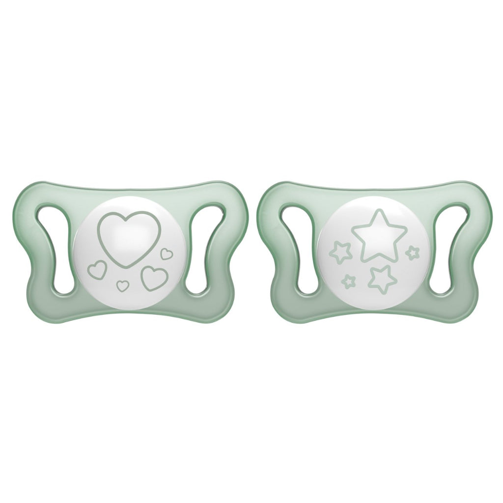 Chicco Physioforma Micró Chupetas Silicone Verde Luminoso 0-2M 2 unidades - Farmácia Garcia