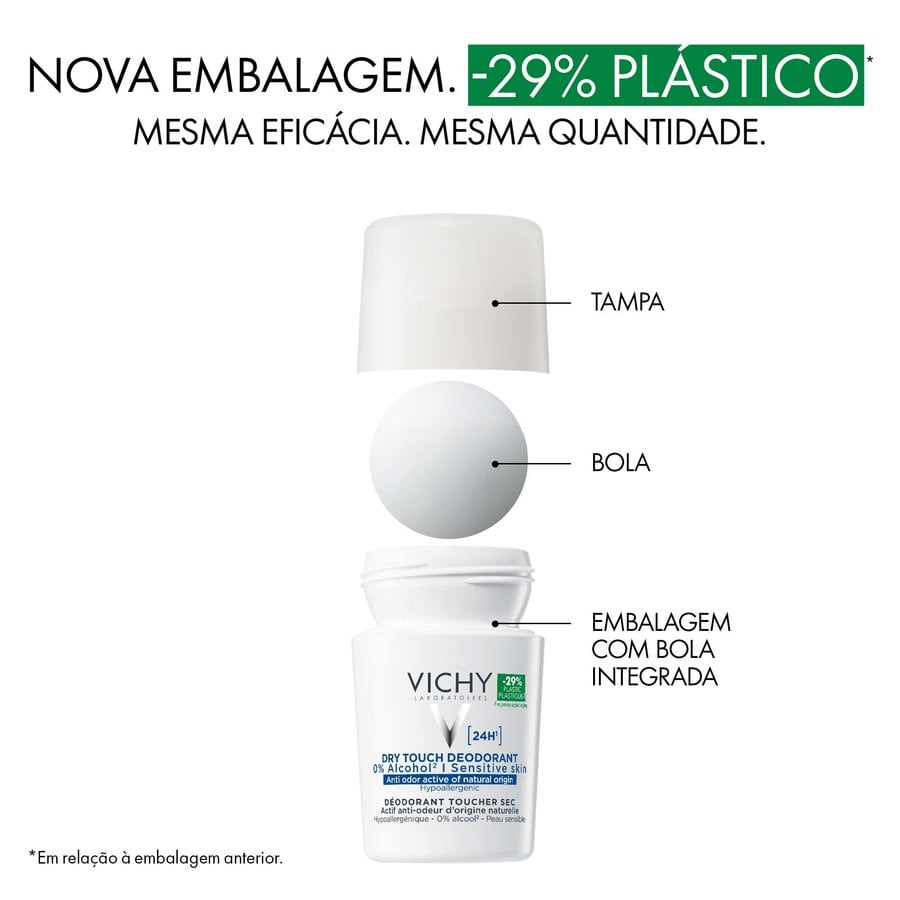 Vichy Desodorizante 24H Toque Seco Roll-On 0% Álcool 50ml