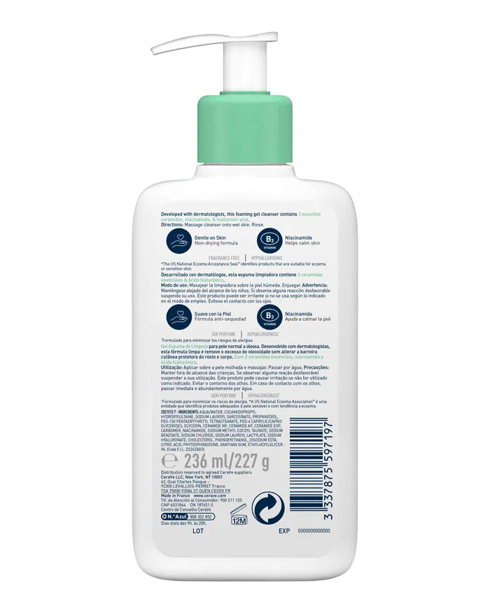 Cerave Cleanser Gel Espuma de Limpeza Facial 236ml