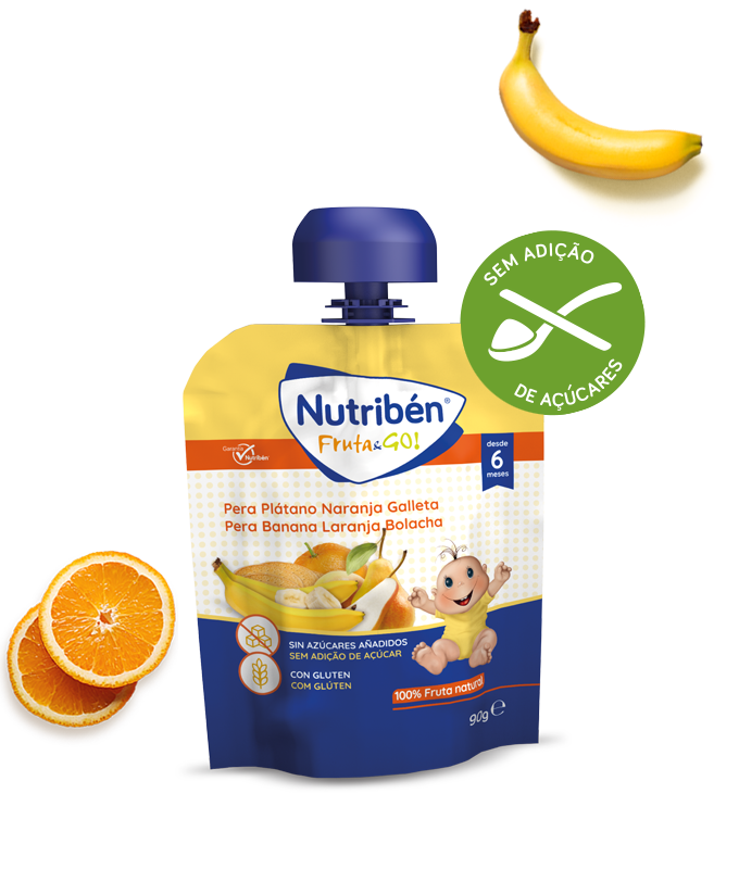 Nutribén Fruta Go Pure Pera/Banana/Laranja/Bolacha 90g - Farmácia Garcia