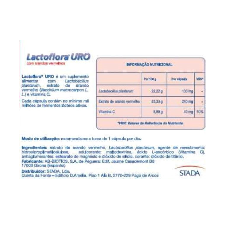 Lactoflora Uro 15 Cápsulas - Farmácia Garcia