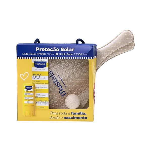 Mustela Solar Leite SPF50+ 100ml + SticK SPF50+ + Oferta Raquetes - Farmácia Garcia
