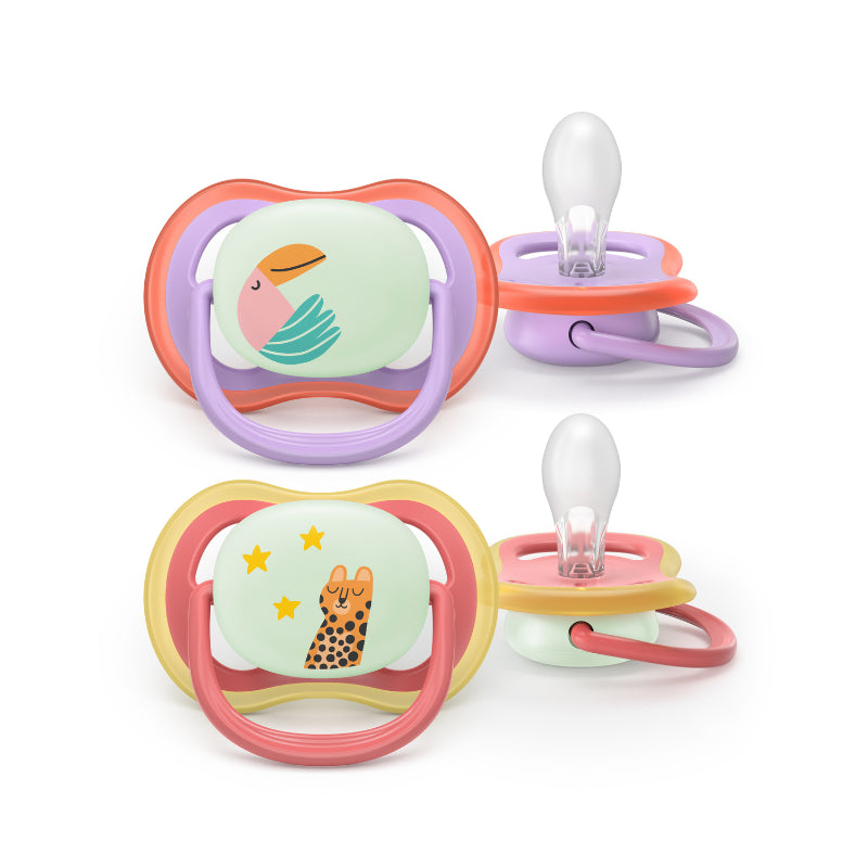 Philips Avent Ultra Air Chupeta Noturna 18M+ Tucano e Leopardo - Brilha no Escuro 2 Unidades - Farmácia Garcia