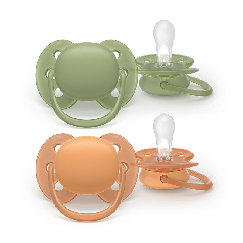 Philips Avent Ultra Soft Chupeta +18M Verde e Laranja Para Pele Sensível Bebé