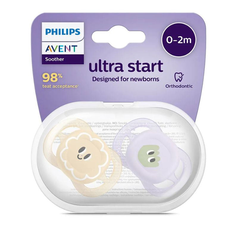 Philips Avent Ultra Start 2 Chupetas Lilas/Bege Bonecos 0-2m - Farmácia Garcia