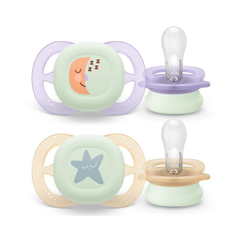 Philips Avent Ultra Start Chupeta Noturna Lua e Estrela 0-2M 2 Chupetas Brilham no Escuro