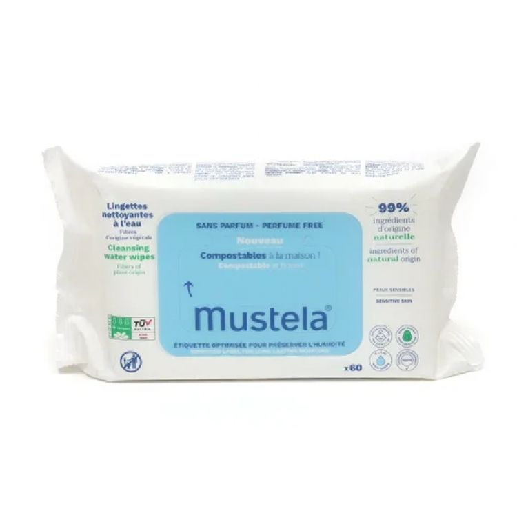 Mustela Bebé Toalhetes de Limpeza S/ Perfume 60 Unidades - Farmácia Garcia