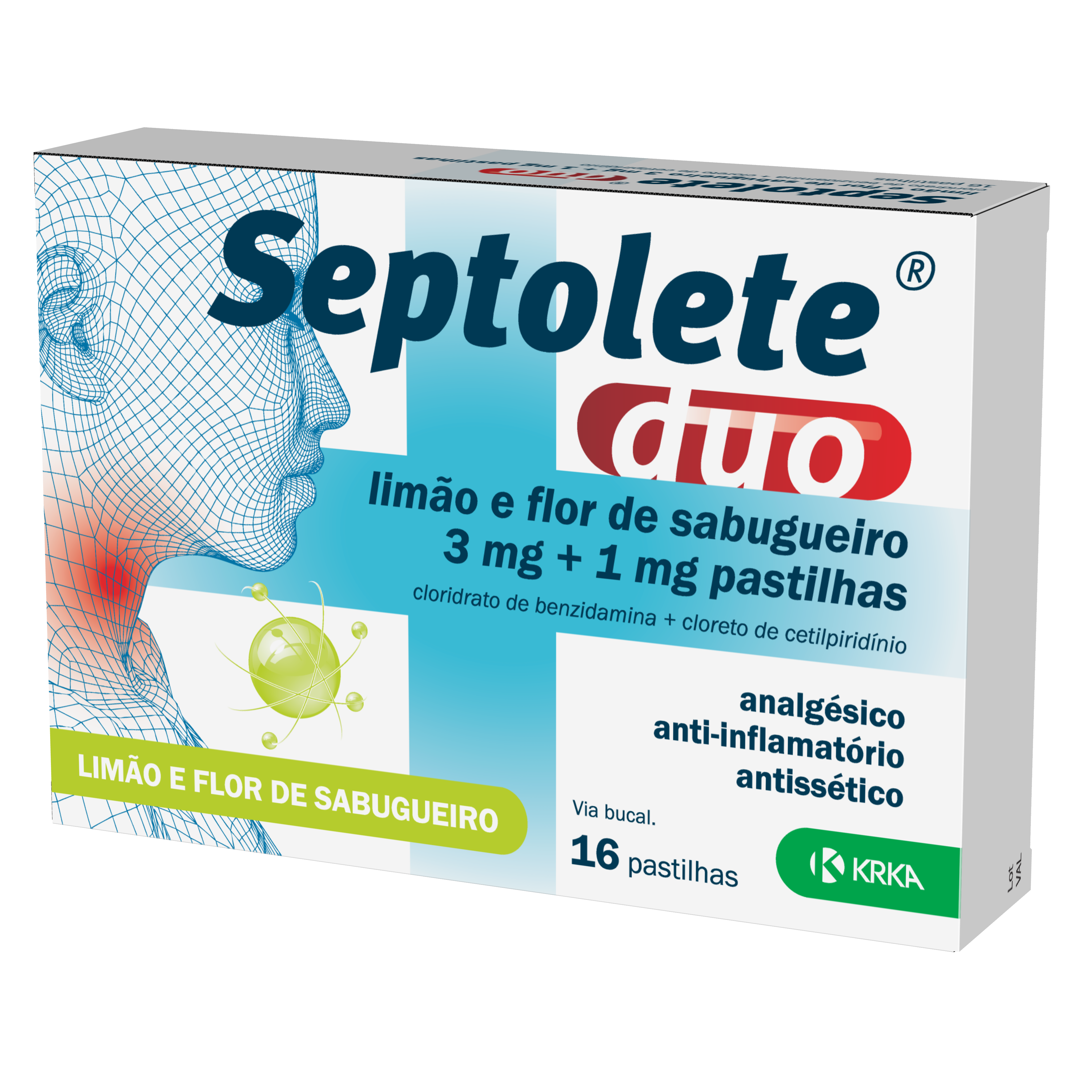 Septolete Duo Limão e Flor de Sabugueiro 3mg+1mg 16 pastilhas - Farmácia Garcia