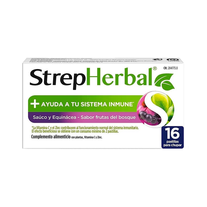 Strepherbal Sabugueiro e Equinácea Sabor a Frutos do Bosque 16 Pastilhas - Farmácia Garcia