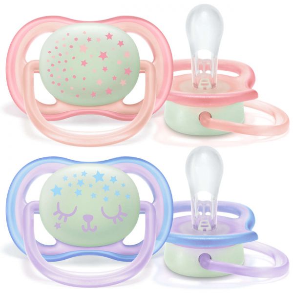 Philips Avent Chupeta Ultra Air Menina 0-6 meses x2 Noturna - Farmácia Garcia