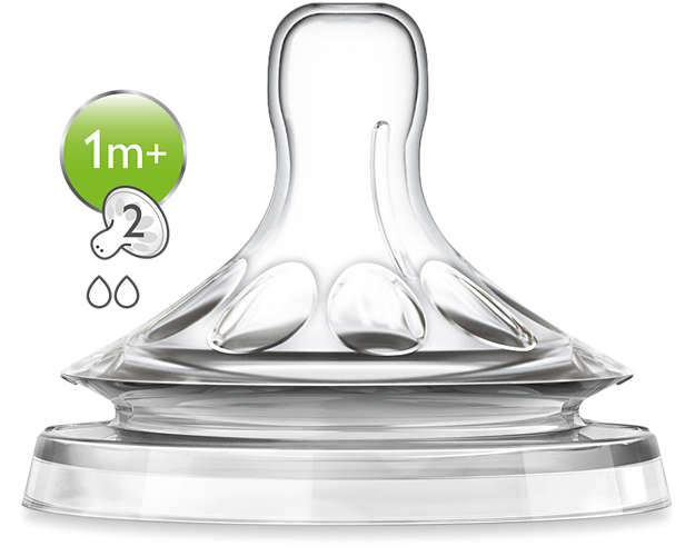 Philips Avent Tetina Silicone Natural 2 furos Fluxo 2 1m+ x2 - Farmácia Garcia