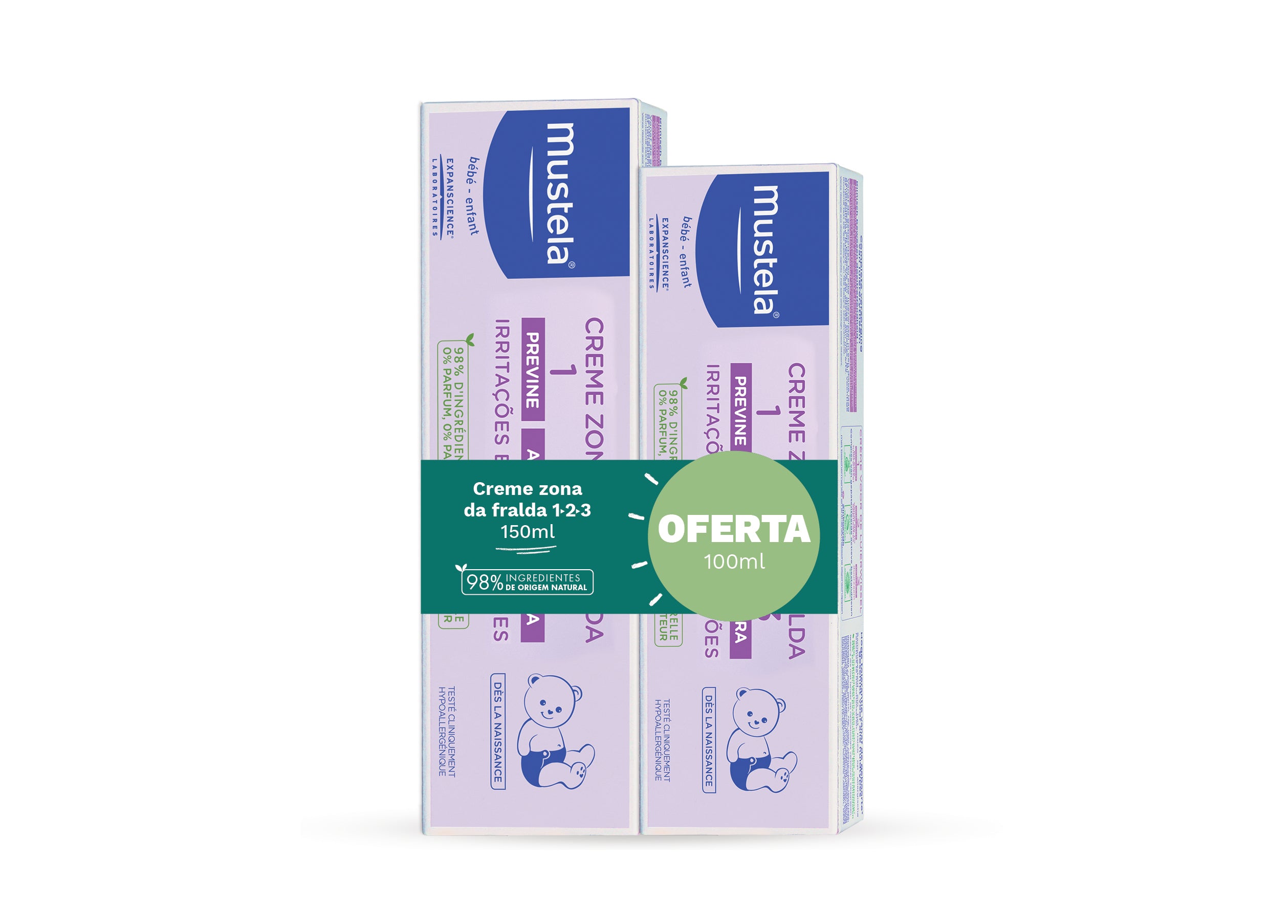 Mustela Bebé Creme Zona Fralda 123 150 ml com Oferta de 2ª Embalagem 100 ml - Farmácia Garcia