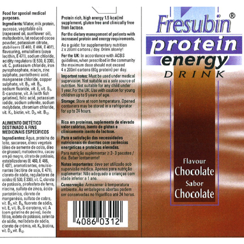 Fresubin Protein Chocolate 4 Frascos 200ml - Farmácia Garcia