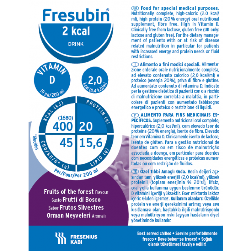 Fresubin 2kcal HP Frutos Silvestres 4 Frascos 200ml - Farmácia Garcia