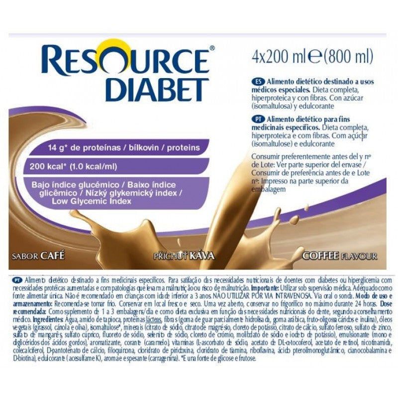 Resource Diabet Café 4 Frascos 200ml - Farmácia Garcia