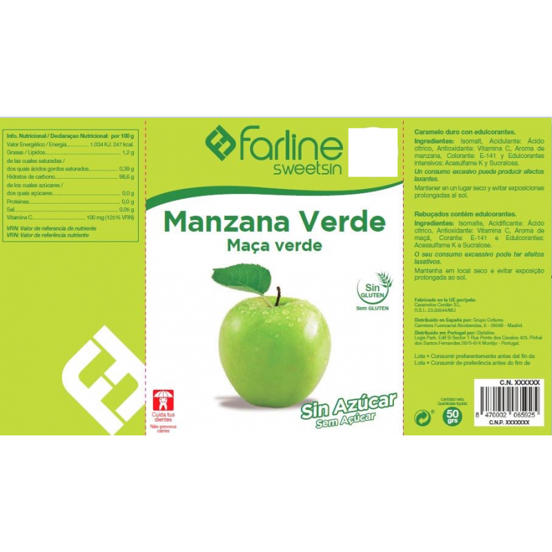 Sweetsin Rebuçado Maçã Verde s/Açúcar - Farmácia Garcia