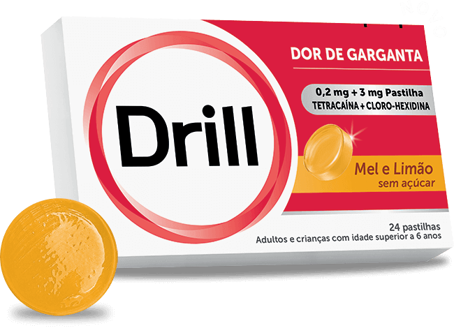 Drill sem açúcar, 0,2/3mg Mel e Limão 24 Pastilhas - Farmácia Garcia
