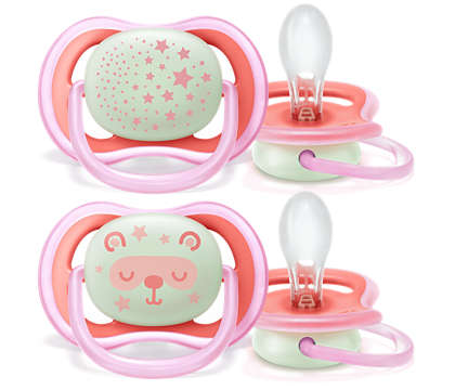 Philips Avent Chupeta Silicone Ultra Air 6-18m Girl Noturnas x2 - Farmácia Garcia