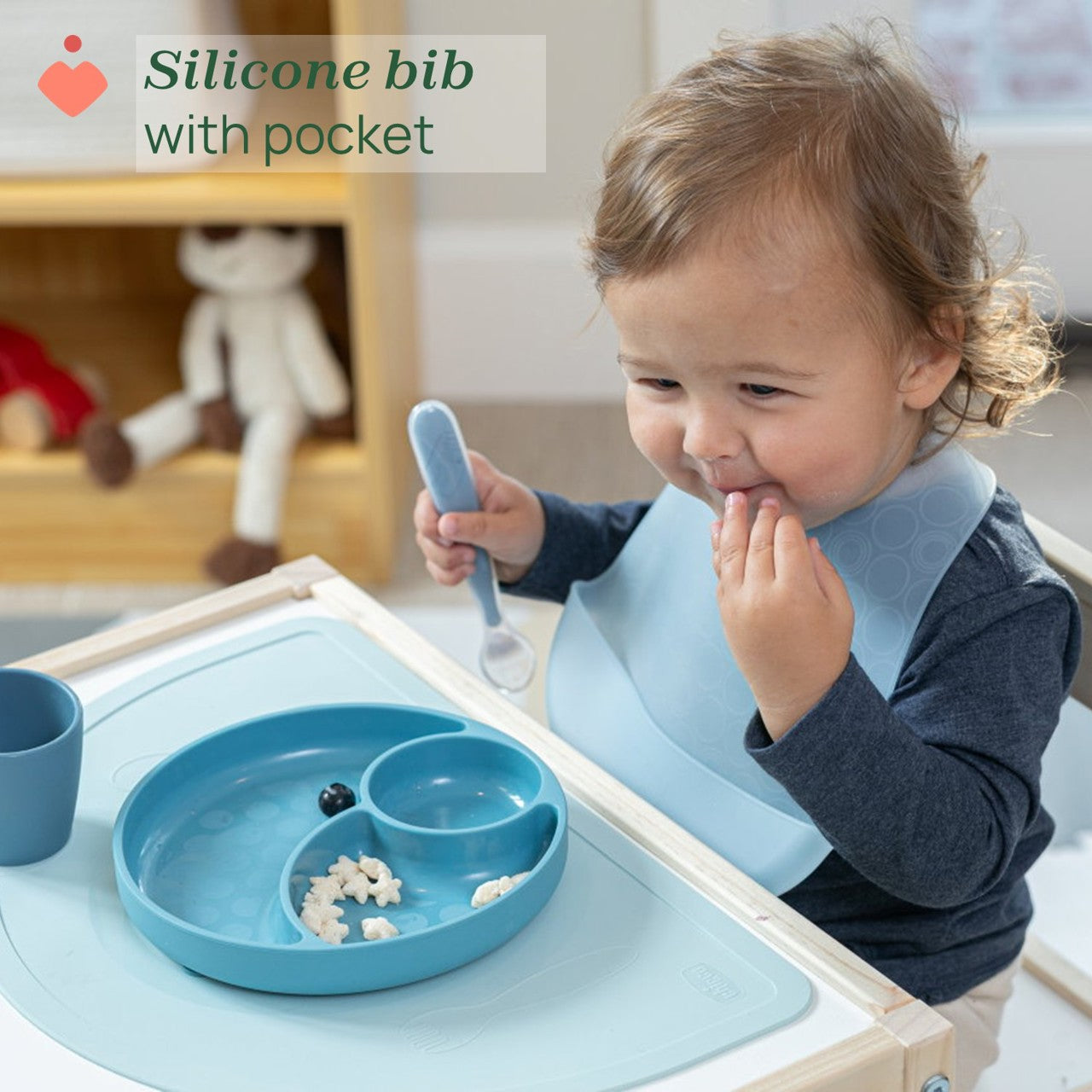 Chicco Babete Silicone Azul 6M+
