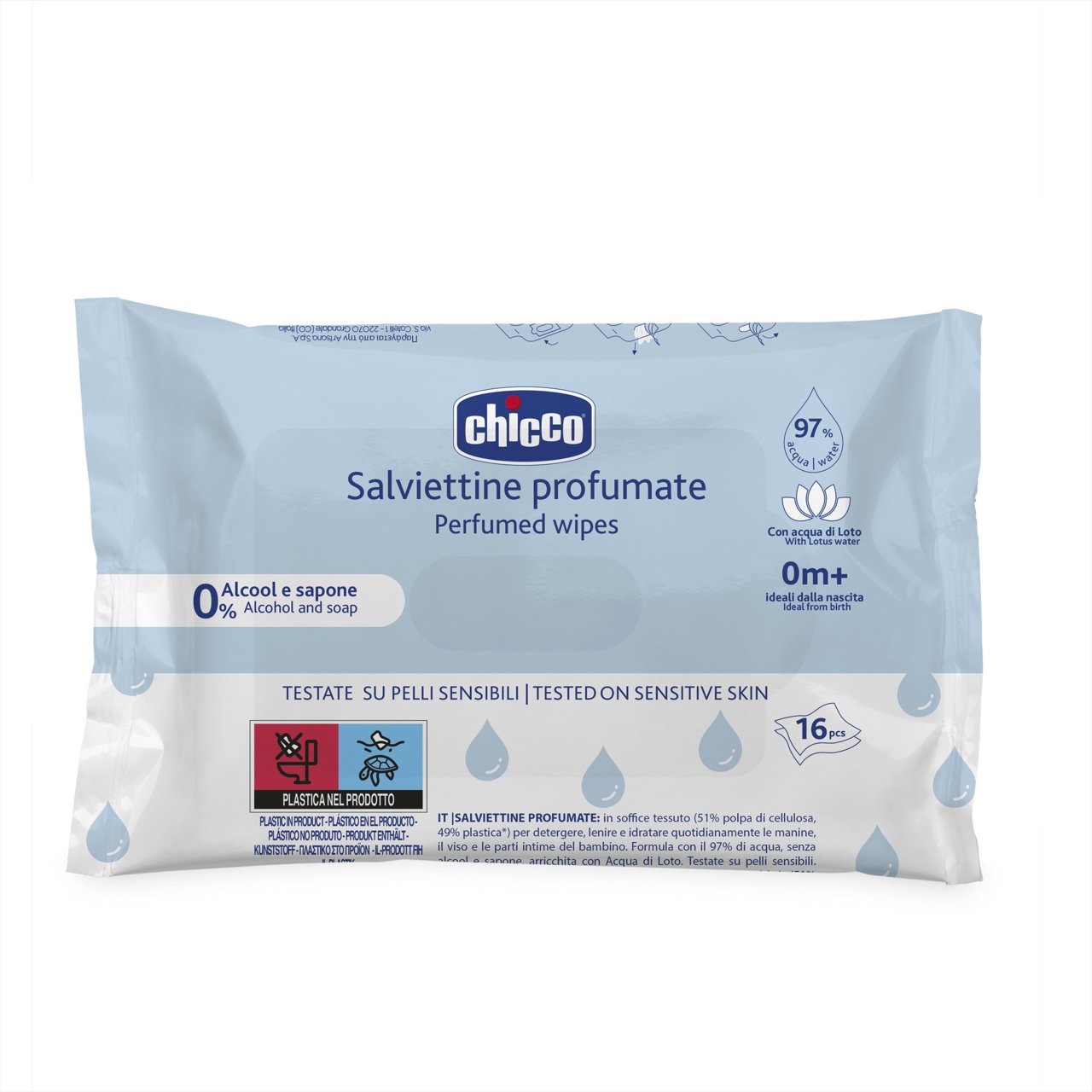 Chicco 16 Toalhitas Perfumadas 0M+ - Farmácia Garcia