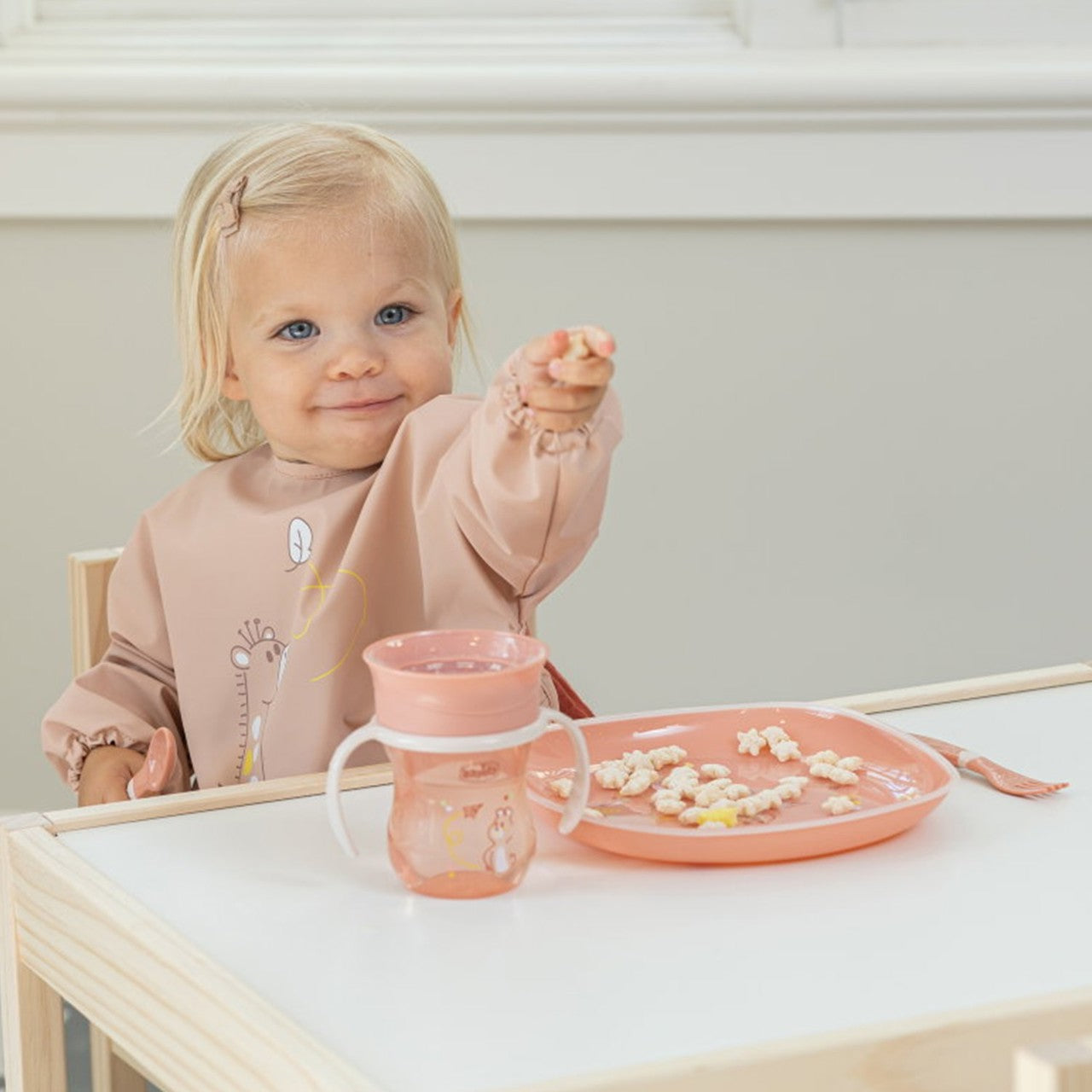 Chicco Babete Tecido com Mangas Rosa 6M+